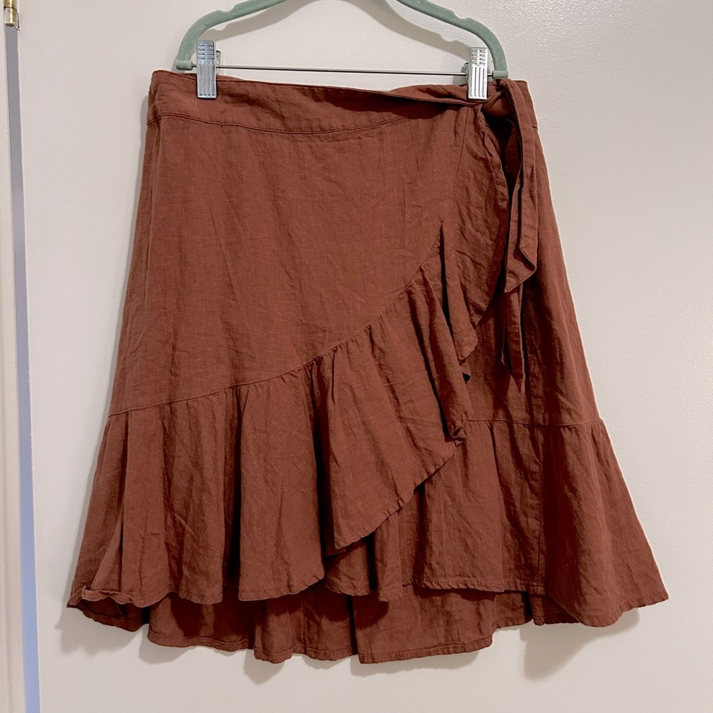 Free people linen wrap skirt